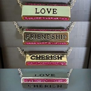 NWT! Sweet 6 Sided Gold and Pink Crystal Necklace